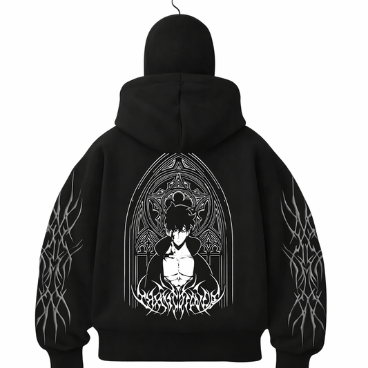 Gothic Flame Balaclava Hoodie – Black Streetwear Edition