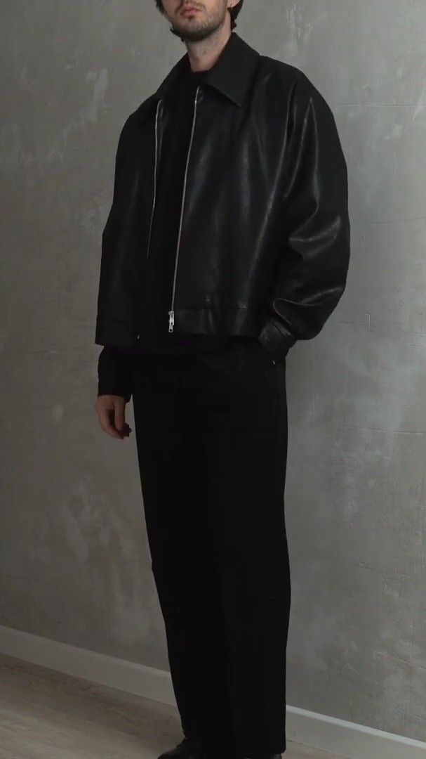 Premium Faux Leather Jacket - Classic Black Bomber Jacket