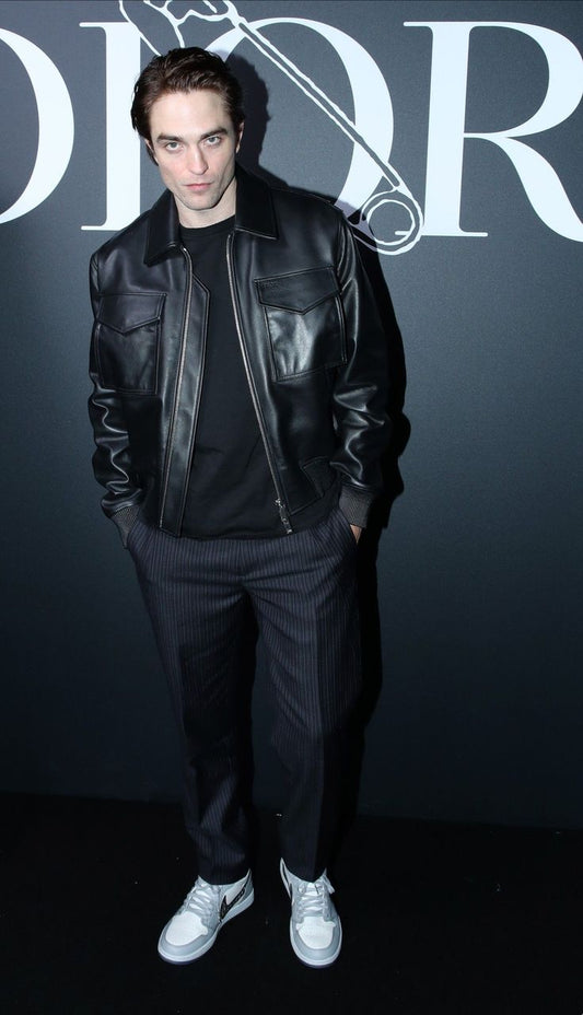 Classic Black Faux Leather Jacket - Bomber Jacket With Pocket Detail