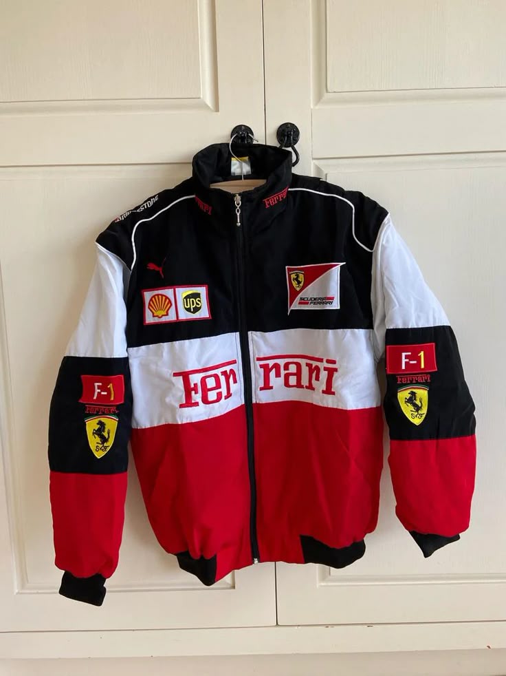 Red & White Ferrari - Unisex F1 Racing Jacket