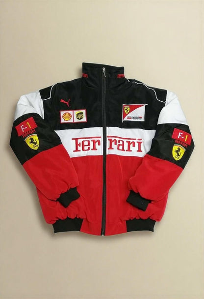 Red & White Ferrari - Unisex F1 Racing Jacket