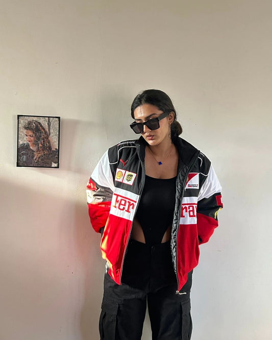Red & White Ferrari - Unisex F1 Racing Jacket