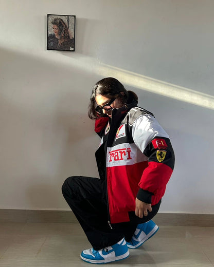 Red & White Ferrari - Unisex F1 Racing Jacket