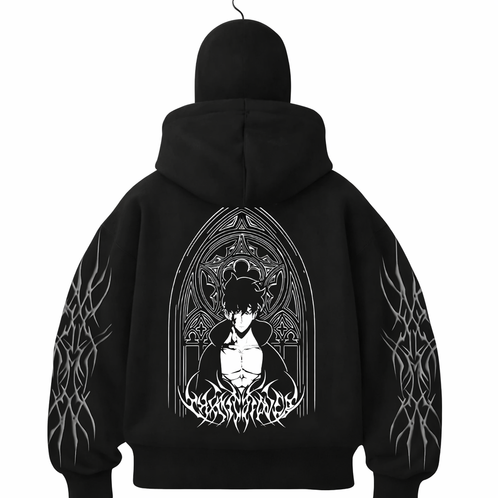 Gothic Flame Balaclava Hoodie – Black Streetwear Edition