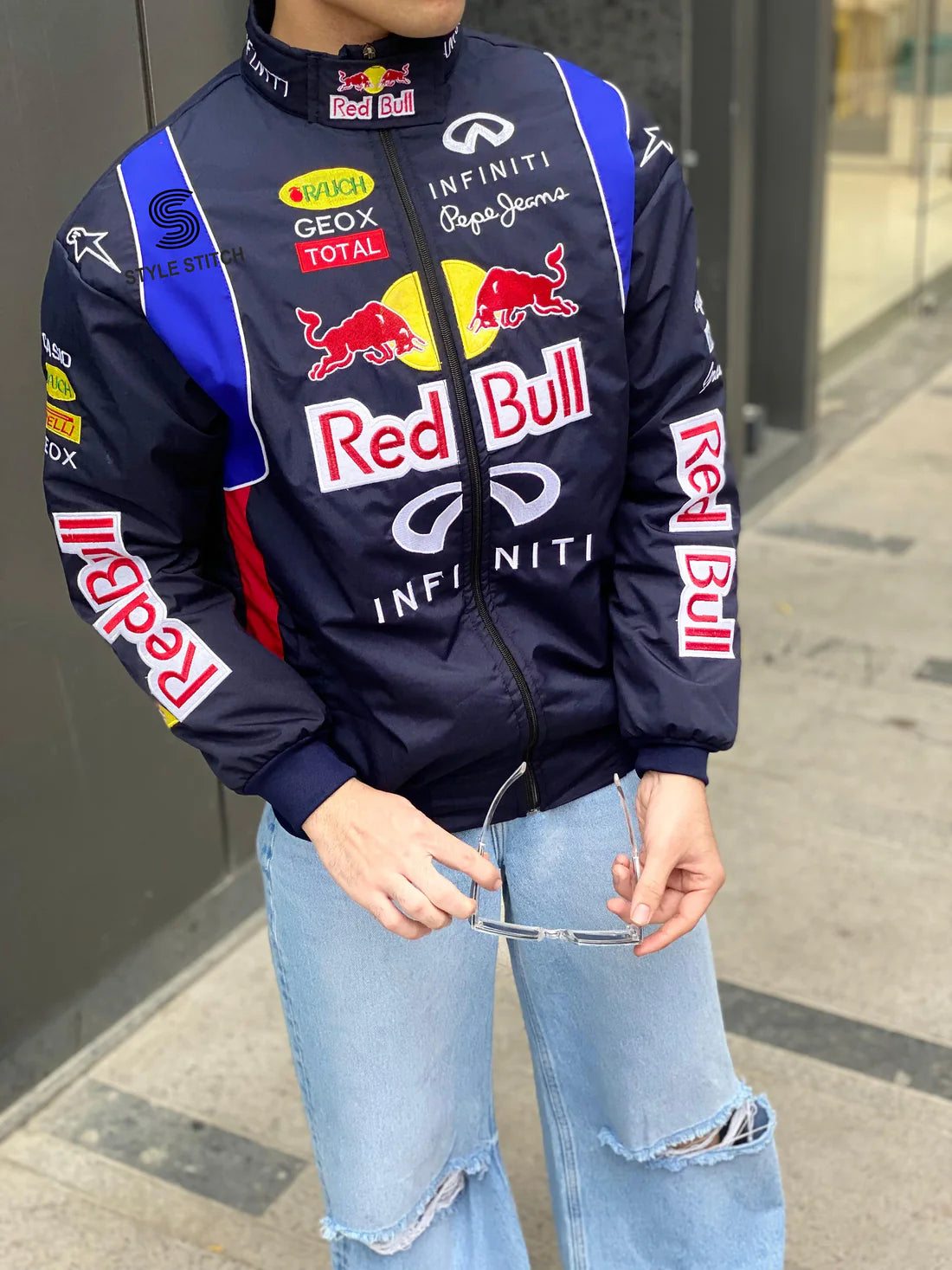 Red Bull Infiniti F1 Embroidered Racing Jacket | Motorsport Bomber Jacket for Men & Women