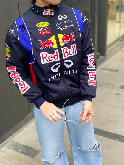 Red Bull Infiniti F1 Embroidered Racing Jacket | Motorsport Bomber Jacket for Men & Women