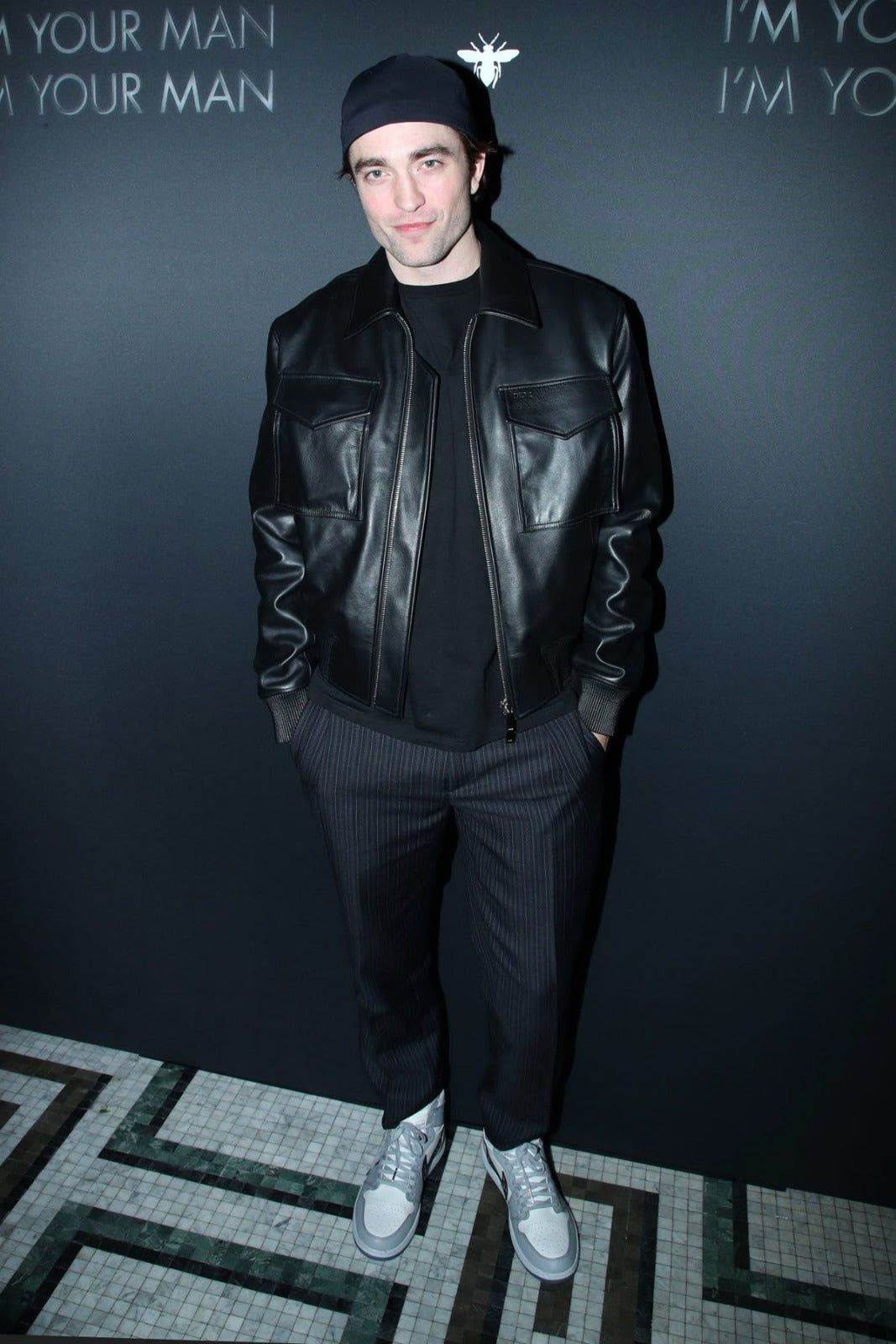 Classic Black Faux Leather Jacket - Bomber Jacket With Pocket Detail