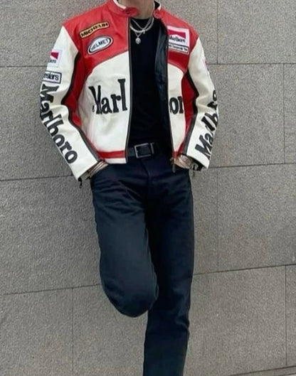 Marlboro Premium Leather Jacket - Vintage Racing Streetwear