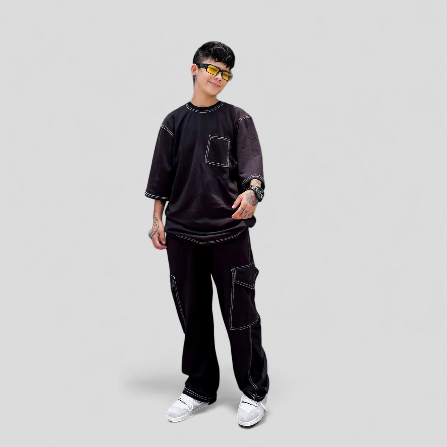 Trendy Black Co-Ords Set - Oversized Streetwear