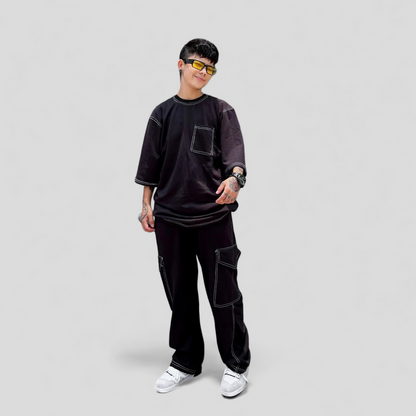 Trendy Black Co-Ords Set - Oversized Streetwear