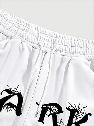 White Dark Spider Web Print Baggy Pants - Oversized Streetwear