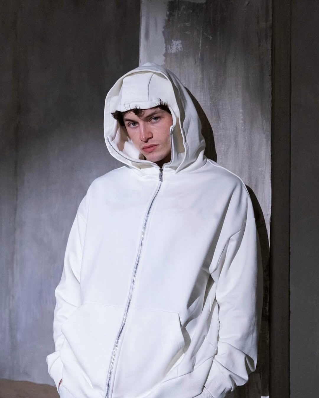 White Balaclava Hoodie - Ninja Double Hooded Zip-Up Streetwear