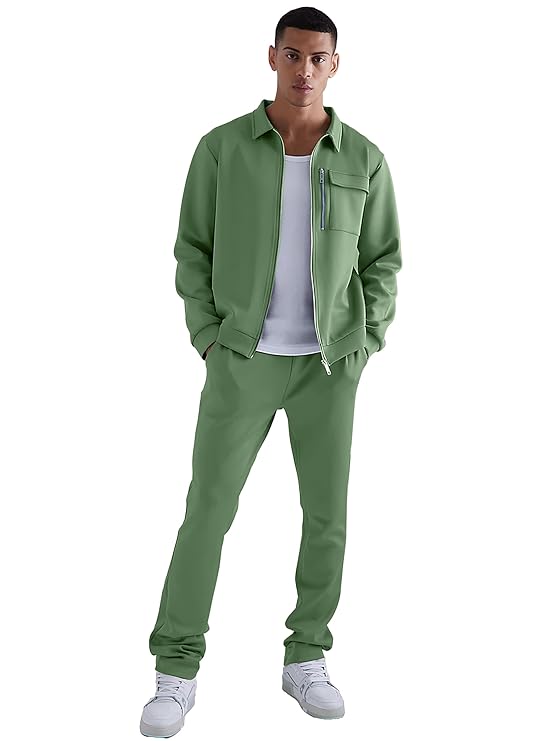 Mens Collared Neck Jacket & Joggers - Cotton Co-ord Set