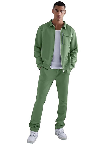 Mens Collared Neck Jacket & Joggers - Cotton Co-ord Set