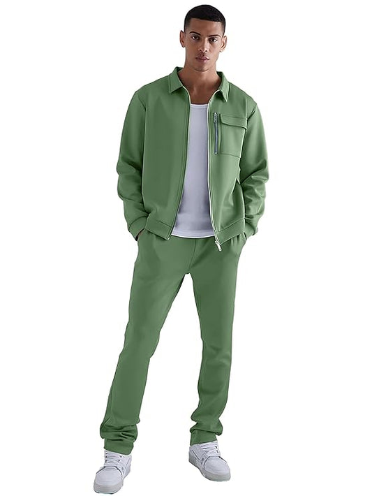Mens Collared Neck Jacket & Joggers - Cotton Co-ord Set