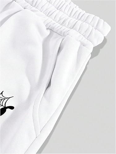 White Dark Spider Web Print Baggy Pants - Oversized Streetwear