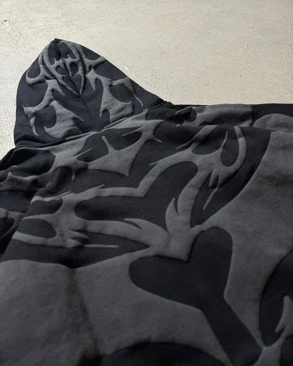 Dark Aesthetic Cropped Hoodie - Shadow Depth Hoodie