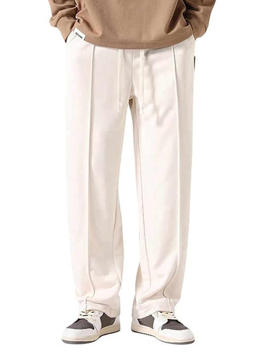 White Loose Fit Side Stripped Track Pant