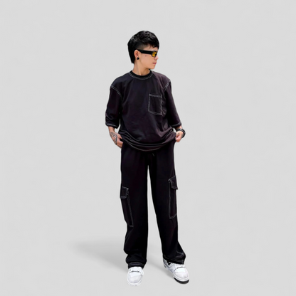 Trendy Black Co-Ords Set - Oversized Streetwear