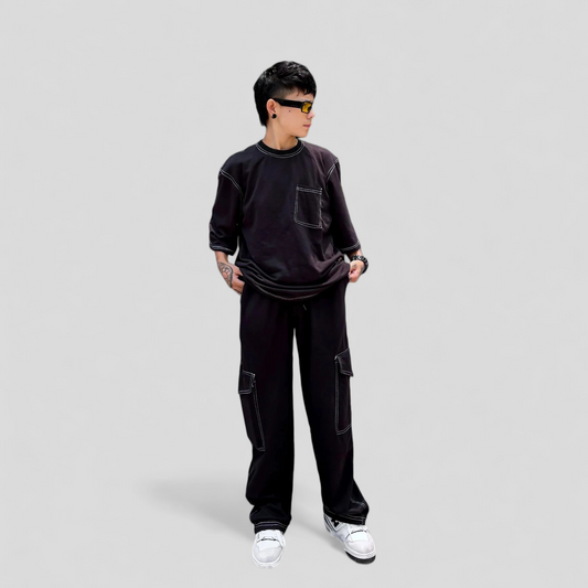 Trendy Black Co-Ords Set - Oversized Streetwear