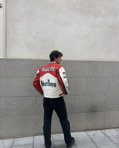 Marlboro Premium Leather Jacket - Vintage Racing Streetwear