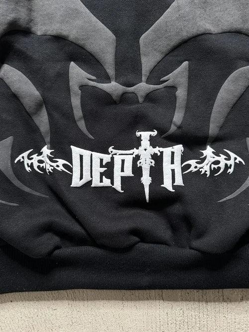 Dark Aesthetic Cropped Hoodie - Shadow Depth Hoodie