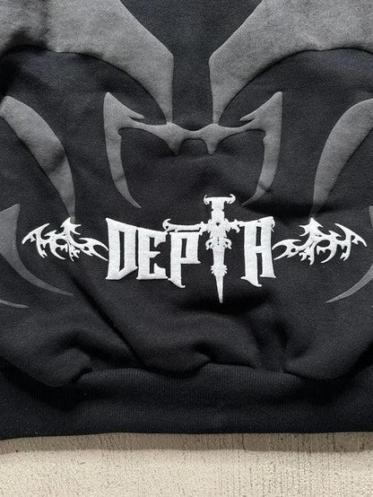 Dark Aesthetic Cropped Hoodie - Shadow Depth Hoodie