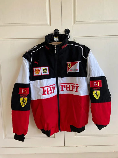 Red & White Ferrari - Unisex F1 Racing Jacket
